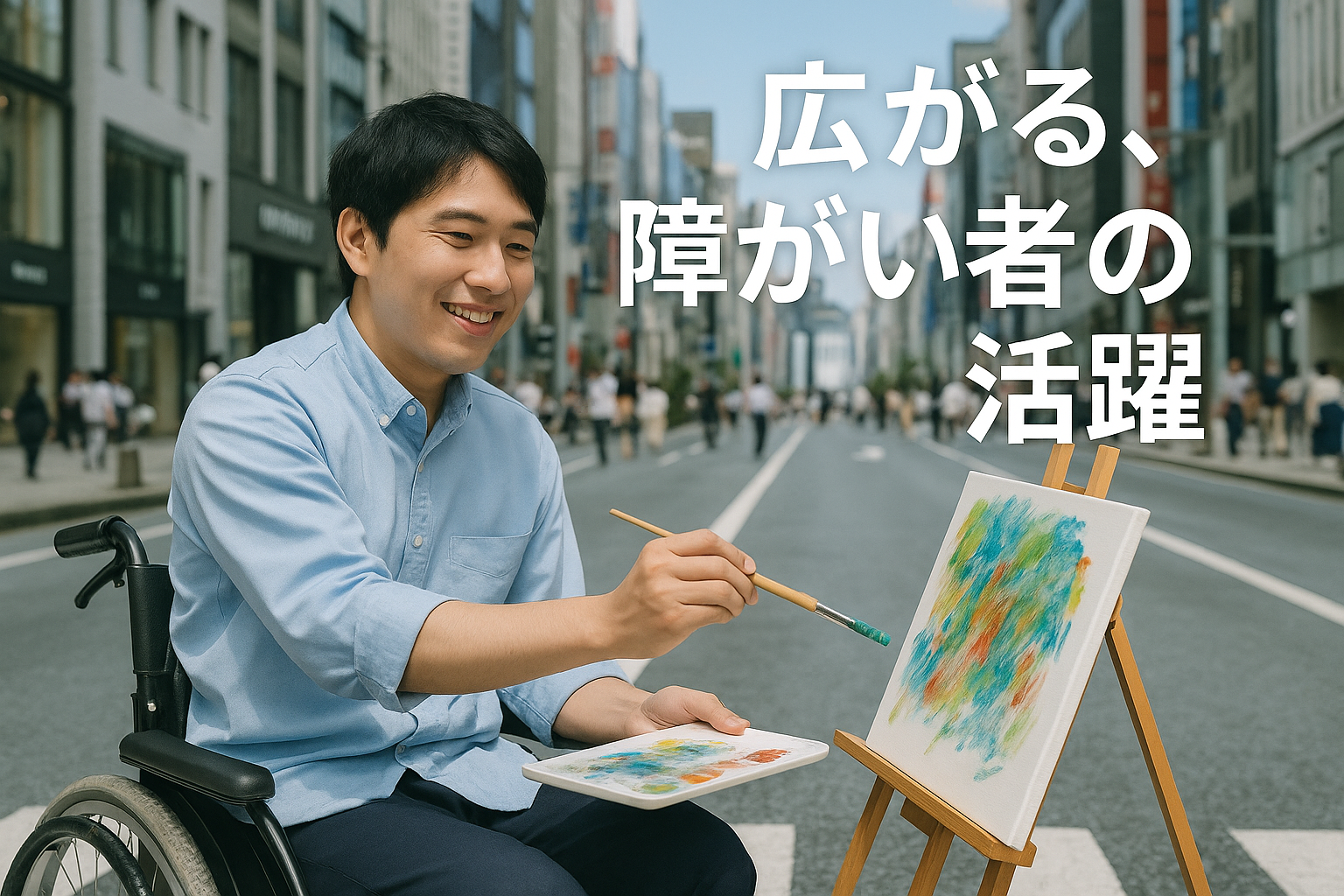 街中で描くアーティスト